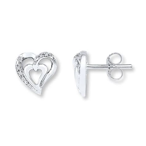 Heart Earrings Diamond Accents Sterling Silver Kay Diamond Earrings