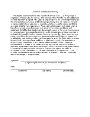 Fillable Online Hunting Liability Waiver Fill Online Printable