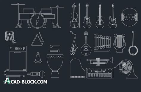 CAD Music instruments DWG - Free CAD Blocks