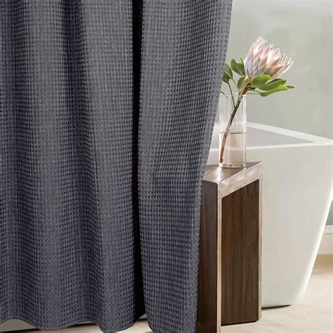 Amazon Dark Grey Waffle Shower Curtain 96 Inch Gray Textured