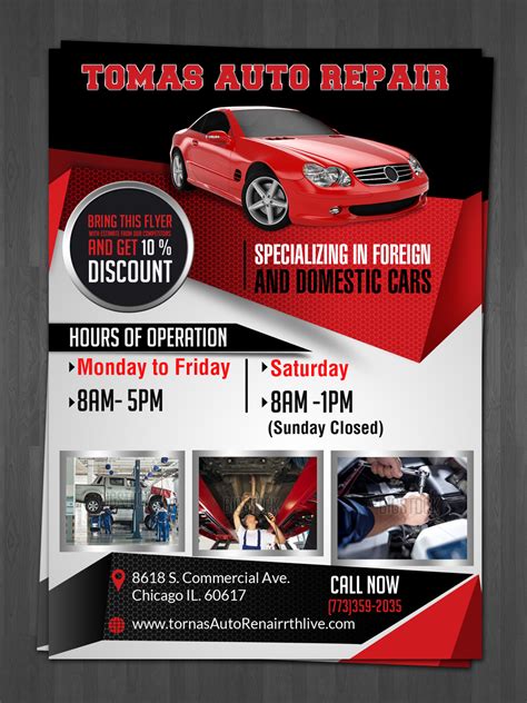 Serious Bold Car Repair Flyer Design For Tomas Auto Repair By Hih