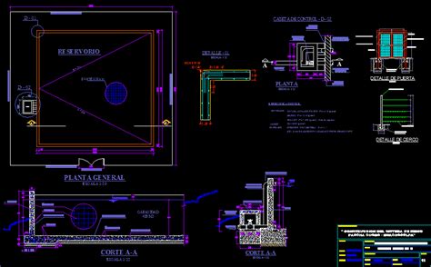 Planos de Reservorio en DWG AUTOCAD Red provisión de agua