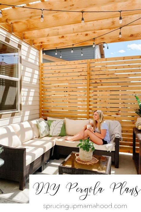 DIY Pergola: How to Build a Pergola on a Patio with Wood Slat Privacy ...