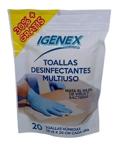 Igenex Toallas Húmedas Desinfectantes Multiuso 20 Und Cuotas sin interés