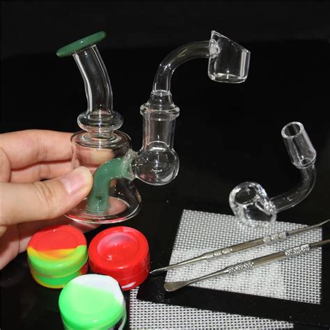 Wholesale Pink Mini Glass Water Pipe With 14mm Slide Bowl And Quartz Nail Ideal For Hookahs Dab