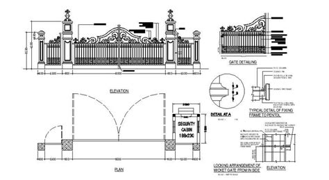 Beautiful Main Gate Elevation Block Cad Drawing Details Dwg File