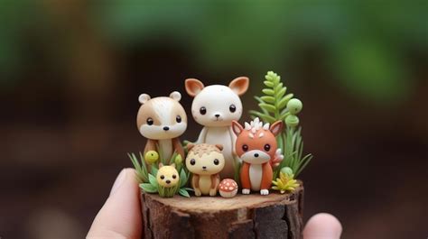 Premium AI Image | Miniature clay sculptures of cute animals