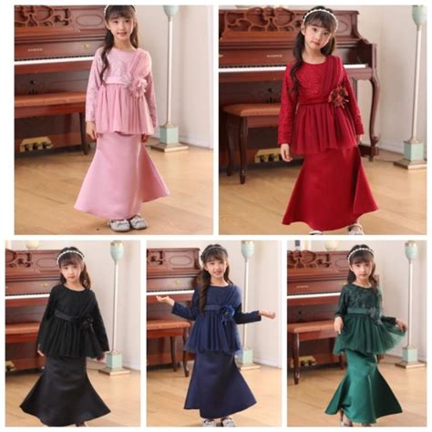 Baju Raya Budak Kurung Moden Peplum Lace Shopee Malaysia