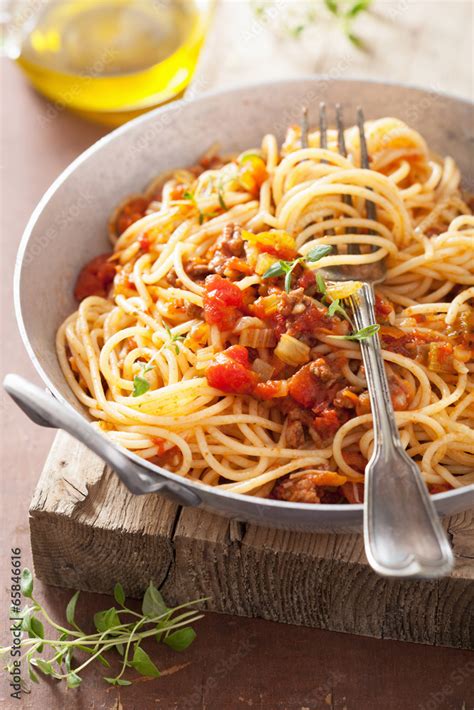 Cooking Italian Pasta Spaghetti Bolognese Stock Photo Adobe Stock