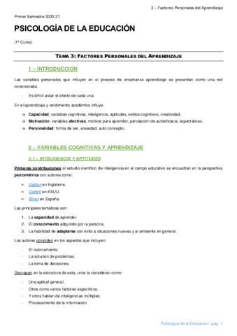 Factores Personales Del Aprendizaje Pdf