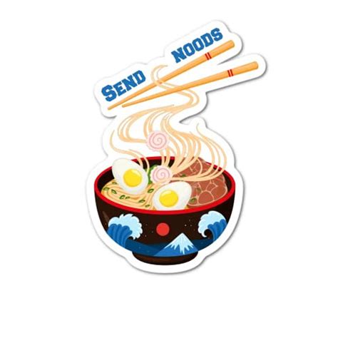 Send Noods Ramen Noodle Sticker Waterproof For Bottles Laptops Cell