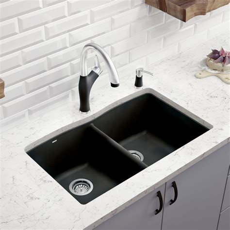 Blanco Diamond 1925 In X 32 In Anthracite Black Double Basin Granite