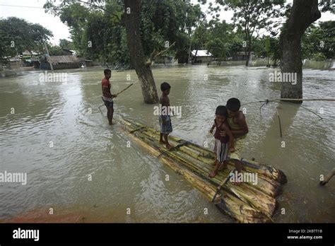children  flooded area  res stock photography  images alamy