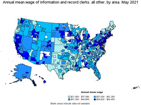 Map Of Annual Mean Wages Of Information And Record Clerks All Other By