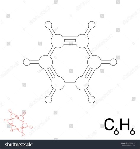 benzene model molecule isolated  white stock vector royalty