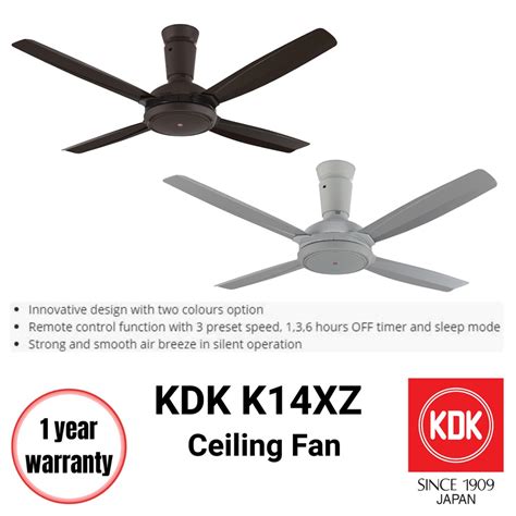 READY STOCK KDK CEILING FAN K14XZ PBR GY Remote Control Type 4BLADES