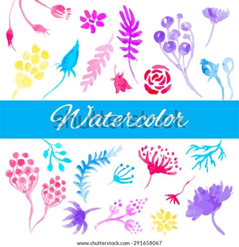 Vector Watercolor Floral Set Colorful Floral Stock Vector Royalty Free