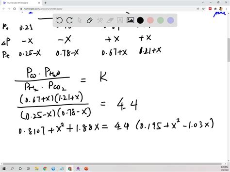 Solved The Equilibrium Constant Kp For The Reaction H2 G Co2 G â‡Œ H2o G Co G Is 4 40