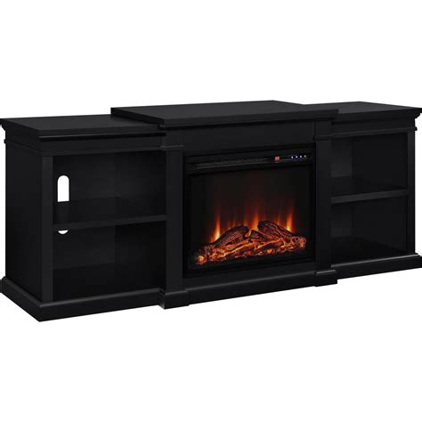 Electric Fire Place Any Room Sleek Black Finish Media Console With Side Shelves 26737517543 Ebay