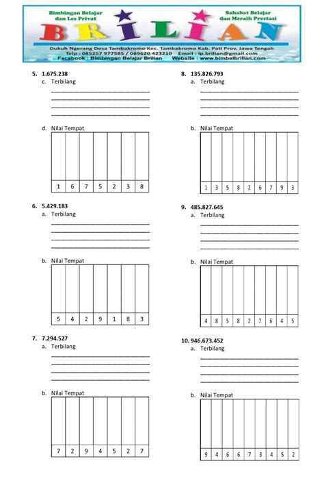 Soal Matematika Kelas 4 Sd Kurikulum Merdeka Bab Nilai Tempat Bilangan Bimbel Brilian