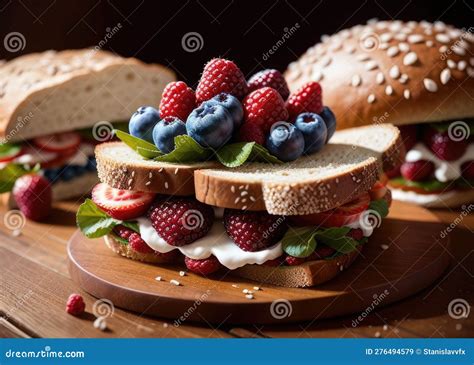 Berry Sandwich And Berry Burger Ai Generated Stock Illustration