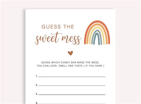 Best Guess The Sweet Mess Baby Shower Game Printable Dirty Diaper Game