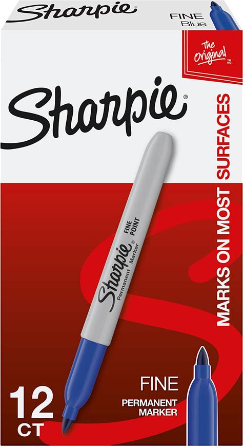 Sharpie Permanent Markers Fine Point Blue 12 Count