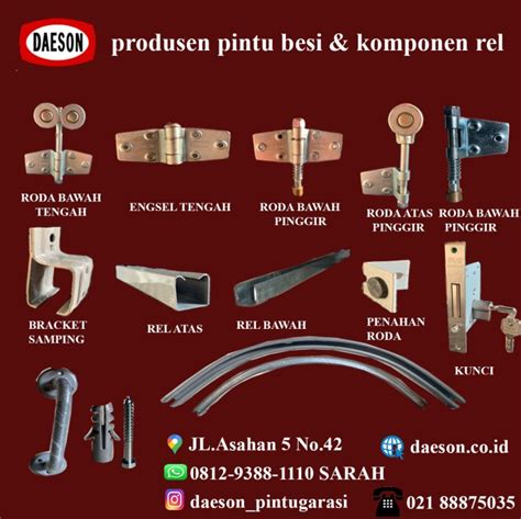 Jual Paket Komponen Rel Pintu Garasi Kayu Besi Hollo Daun Tikung Ss