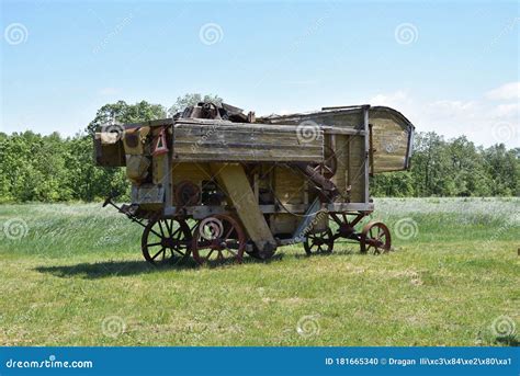 Old Antique Threshing Machine Stock Photography Cartoondealer