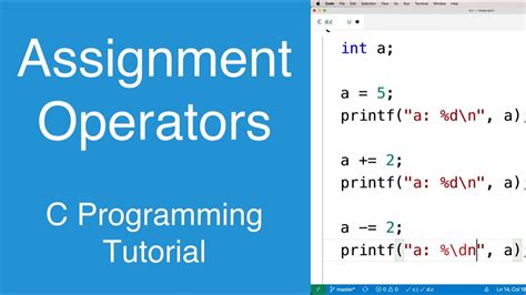 Assignment Operators C Programming Tutorial Youtube