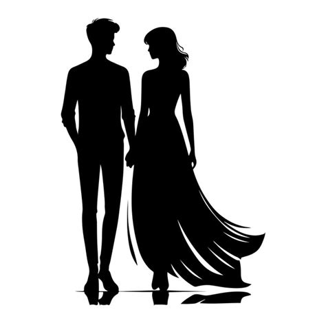 Couple Standing Vector Silhouettes Of Man And A Woman Illustration Premium Ai Generated Vector