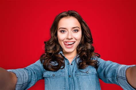 Self Portrait Of Nice Cute Stylish Trendy Flirty Cheerful Lovely Attractive Adorable Brunette