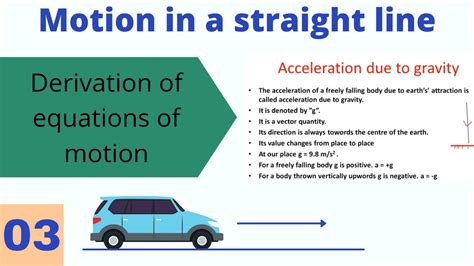 Motion In A Straight Line Class 11 Derivation Of Equations Of Motion