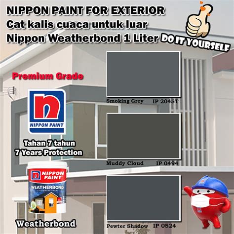 Nippon Paint Weatherbond Exterior Collection Liter Smoking Gray T