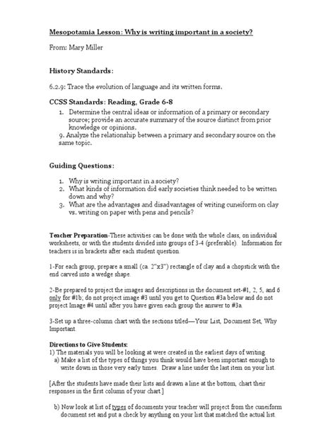 Mesopotamia Cuneiform Lesson | PDF | Cuneiform | Writing