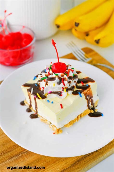 easy banana split dessert layered bars organized island