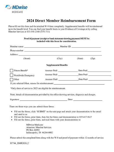 Fillable Online 2024 Direct Member Reimbursement Form Fax Email Print