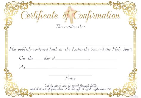 Printable Confirmation Certificate Template