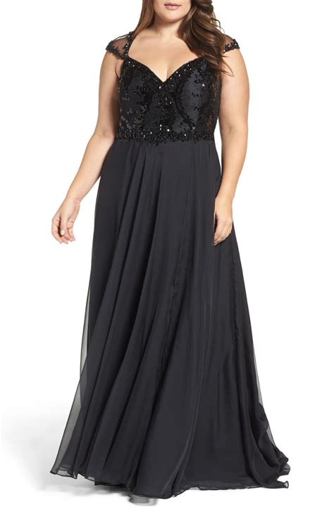 Mac Duggal Beaded Lace Bodice Gown Plus Size Nordstrom