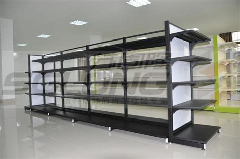 Double Sided Metal Supermarket Display Racks Supermarket Gondola Shelving