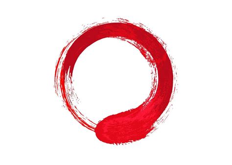 red enso zen circle  white background  logo icon  art paint