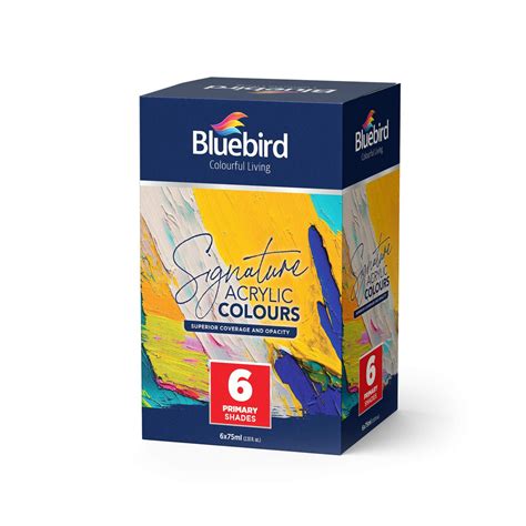 Signature Acrylic Colours 75 Ml Set Of 6 Primary Bluebird Arts