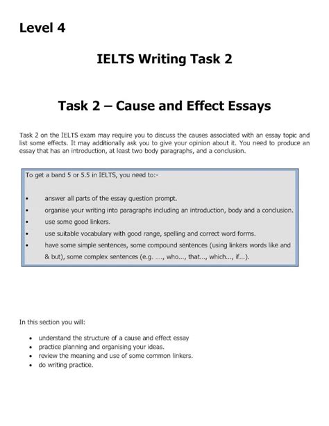 Pdf Level Ielts Writing Task Task Cause And Effect Essays