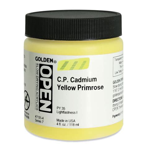 Golden Open Acrylics Cadmium Yellow Primrose 4 Oz Jar Michaels