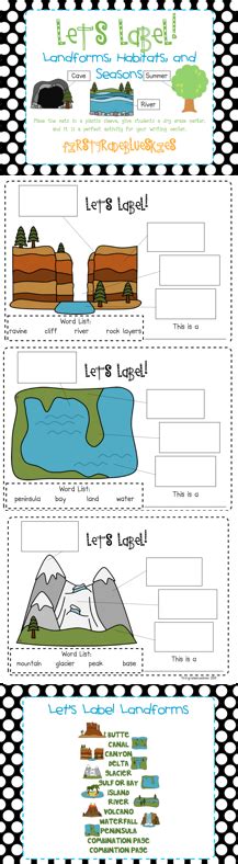 First Grade Blue Skies Label It Landforms Habitats And Seasons