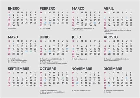 Confirman Calendario Con Feriados Nacionales