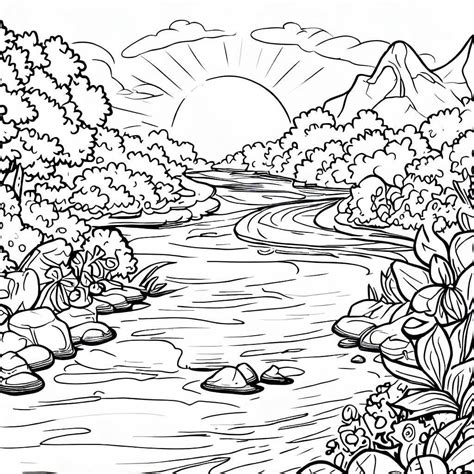 Coloriage Très Belle Rivière télécharger et imprimer gratuit sur