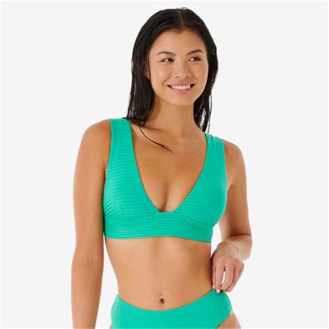 Rip Curl Women Premium Surf Deep V Bikini Top Green Dragon Skate Shop