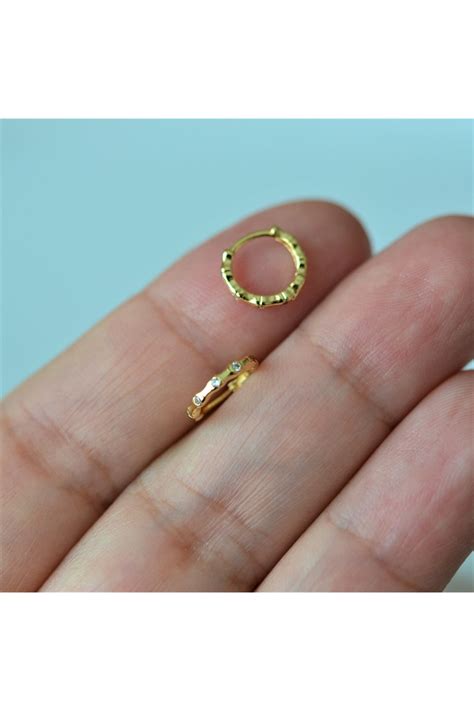 Heppii Gold Cerrahi Çelik Ince Halka Tragus Piercing Helix Lob Kıkırdak