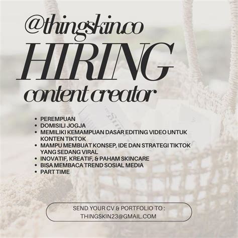 Lowongan Kerja Content Creator Di Thingskin Lokerjogja Id